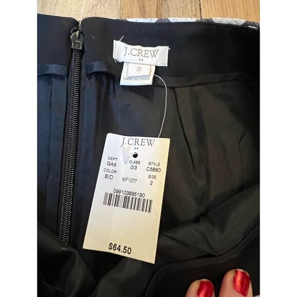 NWT J.Crew Honeycomb Polka Dot Mini Skirt Pencil White Black Women's 2 Holiday - Picture 2 of 9